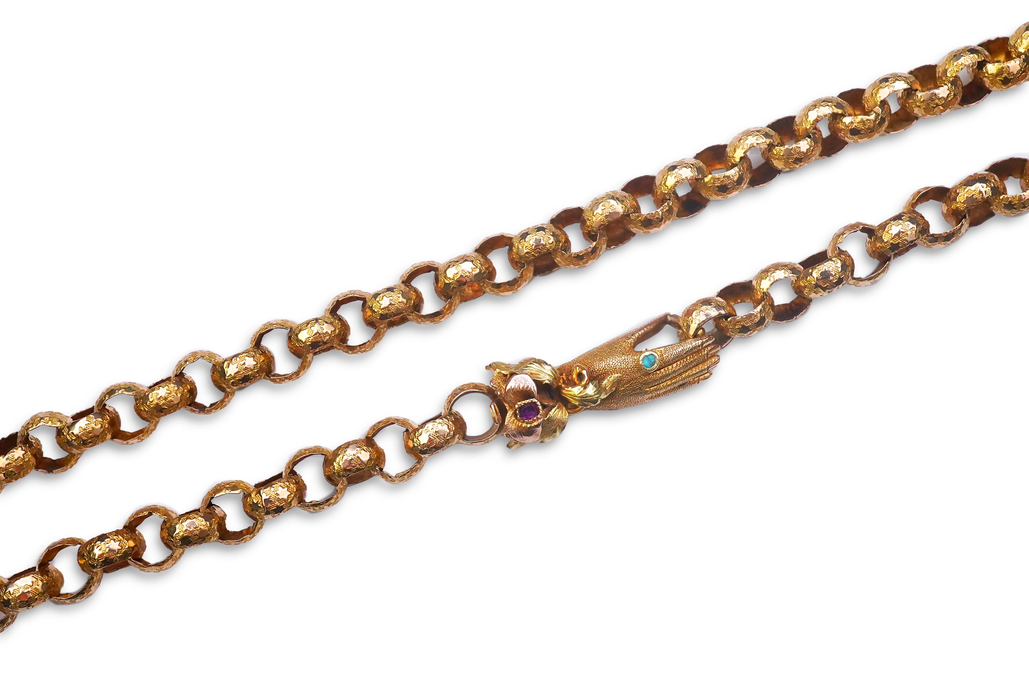 An attractive Georgian gold long guard chain, early 19th century